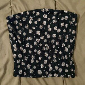 Gray tube top, American Eagle floral crop, stretchy material, summer